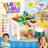 🌈 2-in-1 Block & Study Table – Build, Learn & Play!