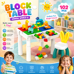 🌈 2-in-1 Block & Study Table – Build, Learn & Play!