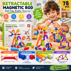 Retractable Magnetic Rod Building Set – 78 PCS