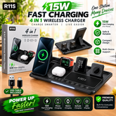 ⚡ R11S 4-in-1 Wireless Charging Station — Power Up Everything, From One Place!