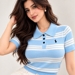 ✨ Premium Striped Knit Polo – Effortless Style, Everyday Comfort