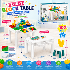 🌈 2-in-1 Block & Study Table – Build, Learn & Play!