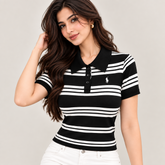 ✨ Premium Striped Knit Polo – Effortless Style, Everyday Comfort