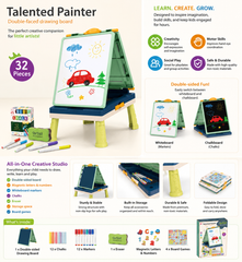 Artist Talented Painter 3-in-1 Double-Sided Drawing Board with Board Games | 32 Pieces
