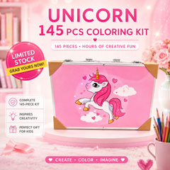 🦄✨ Unicorn 145 PCS Coloring Kit — Let Their Imagination Shine!