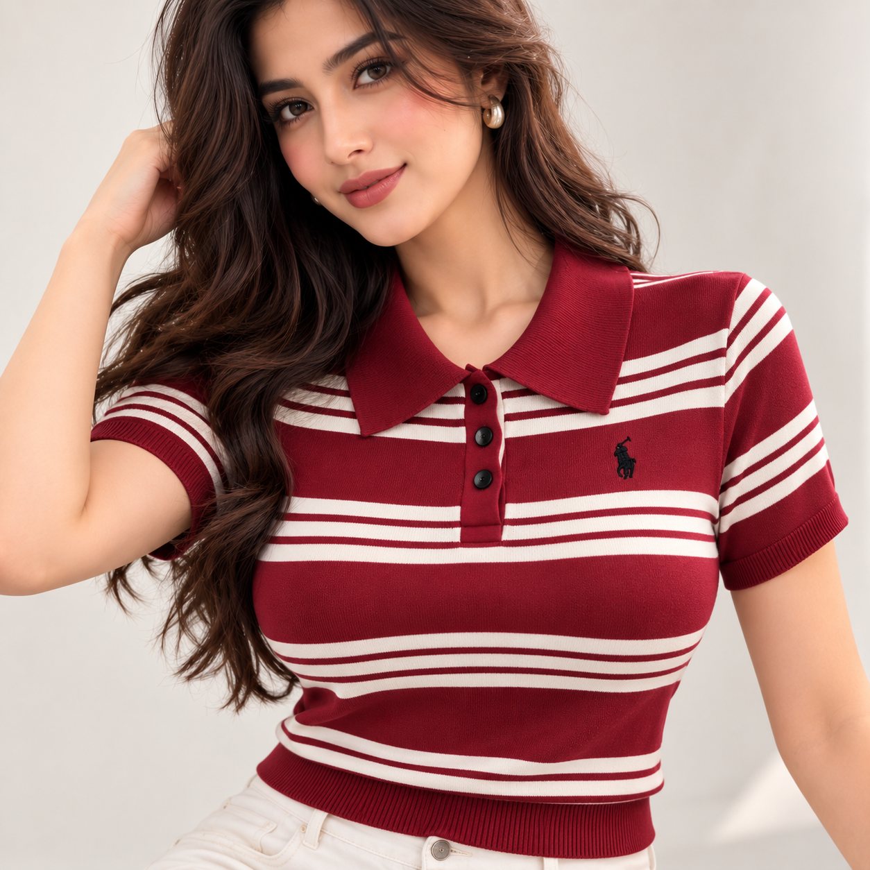 ✨ Premium Striped Knit Polo – Effortless Style, Everyday Comfort
