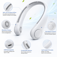 360° Bladeless Rechargeable Neck Fan