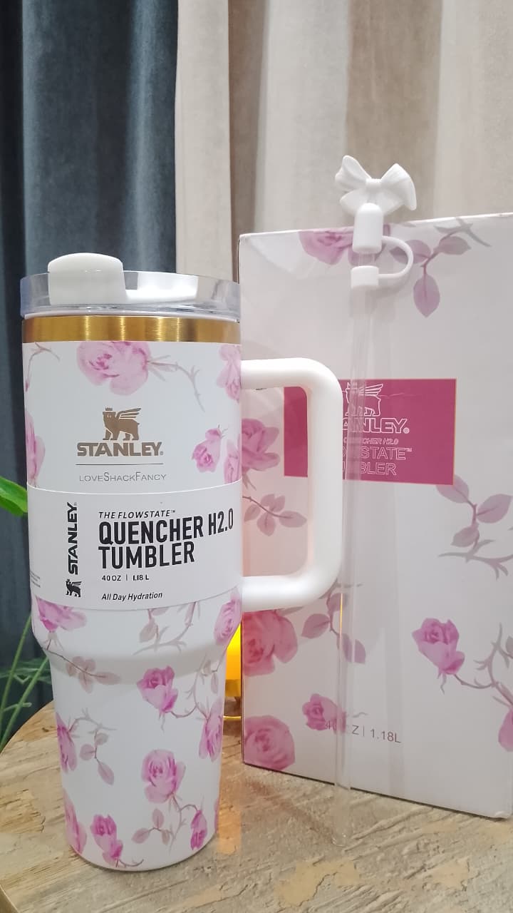 Stanley x Love Shack Fancy Quencher H2.0 Tumbler with "Free Straw, Lid, Cute Bow and Printed Box"