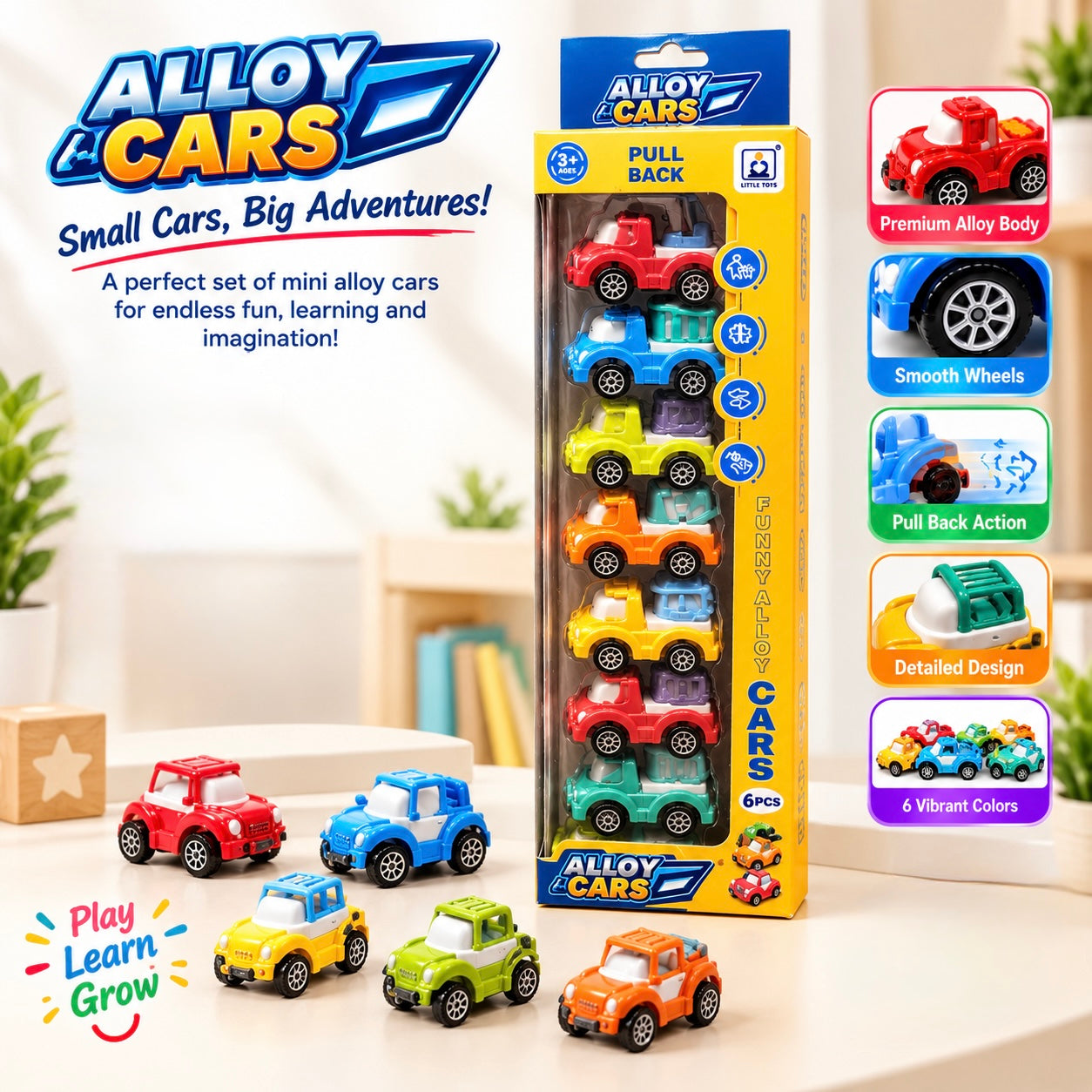 🚗 8 PC Pull Back Alloy Cars – Little Cars, Big Adventures! 🏁