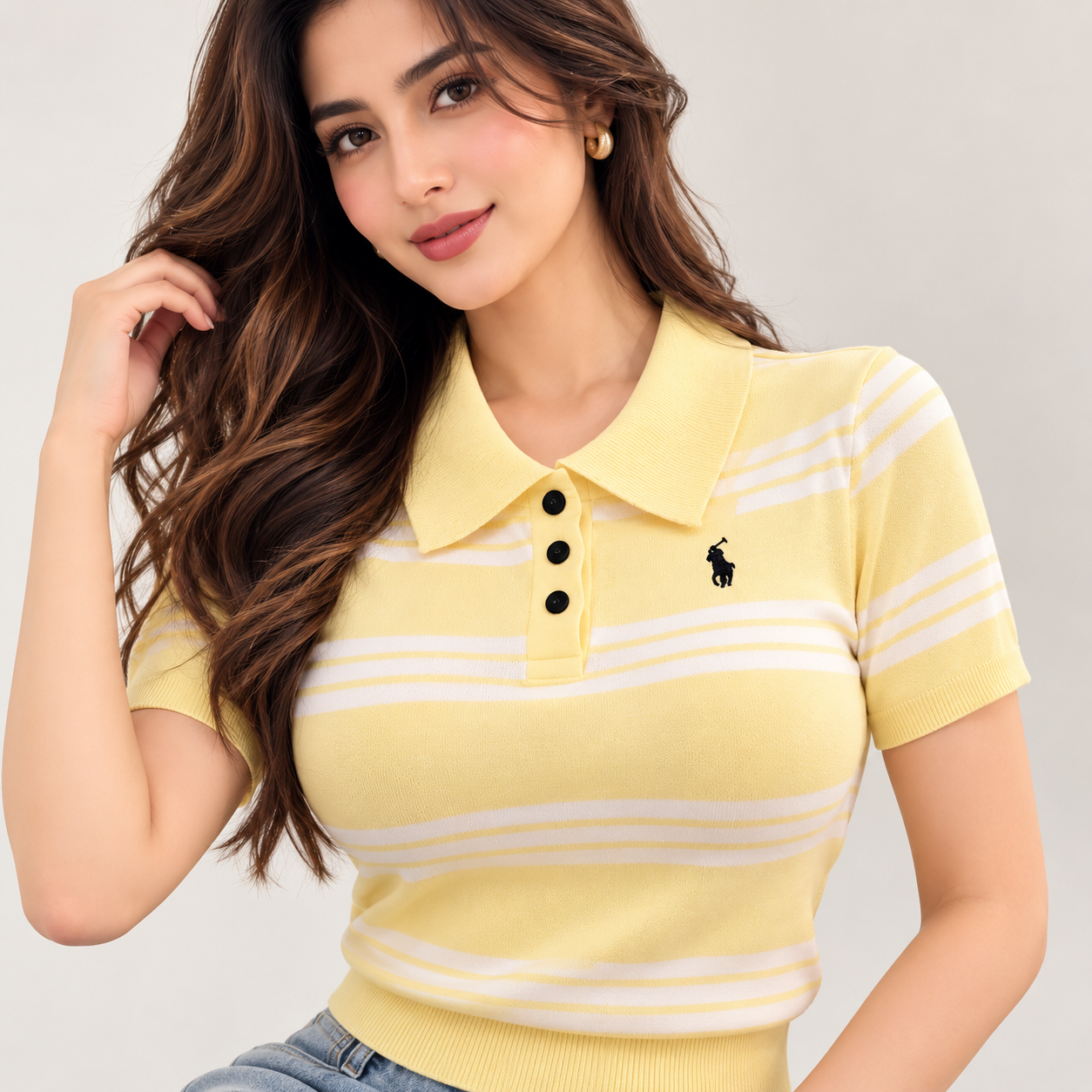 ✨ Premium Striped Knit Polo – Effortless Style, Everyday Comfort