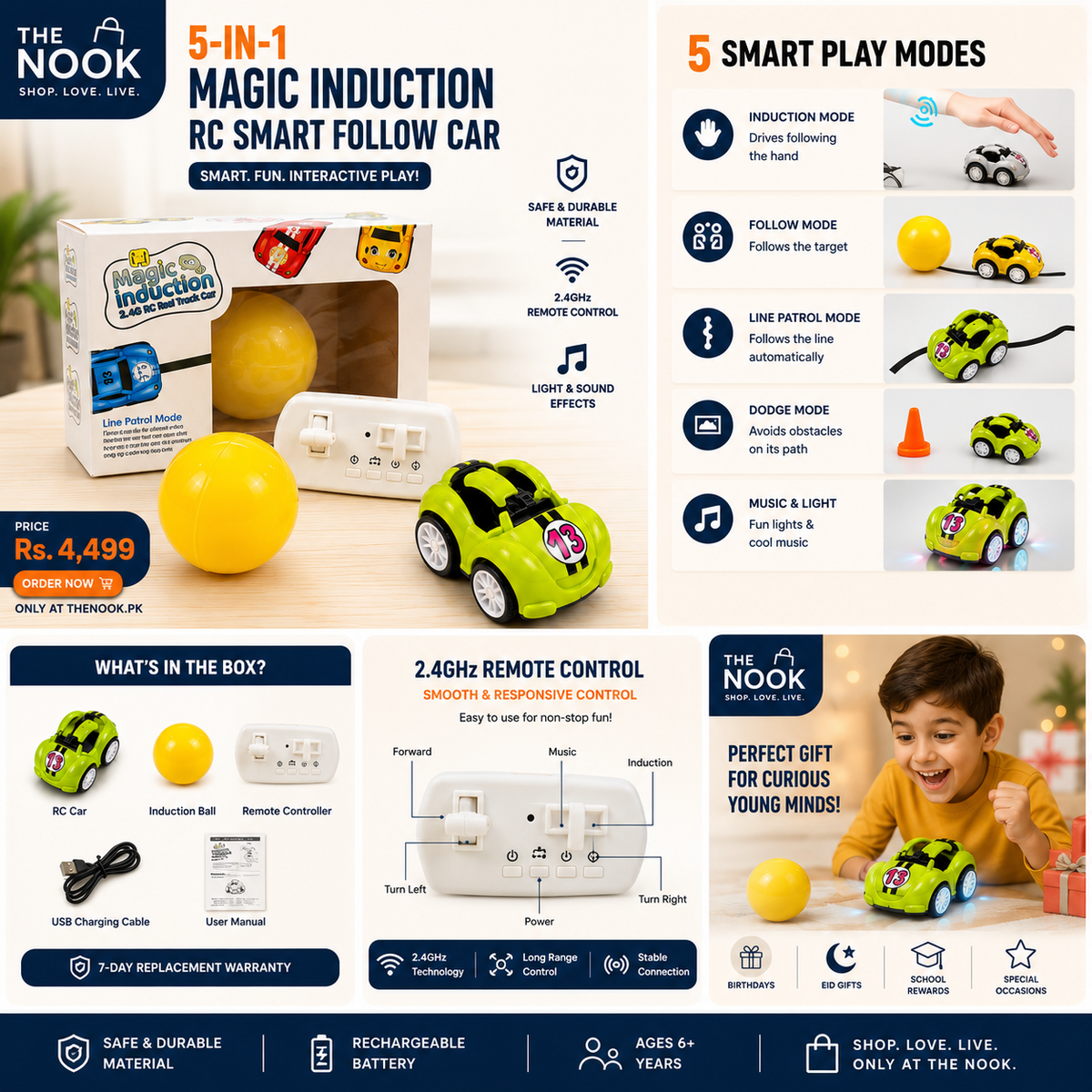 5-in-1 Magic Induction RC Smart Follow Car