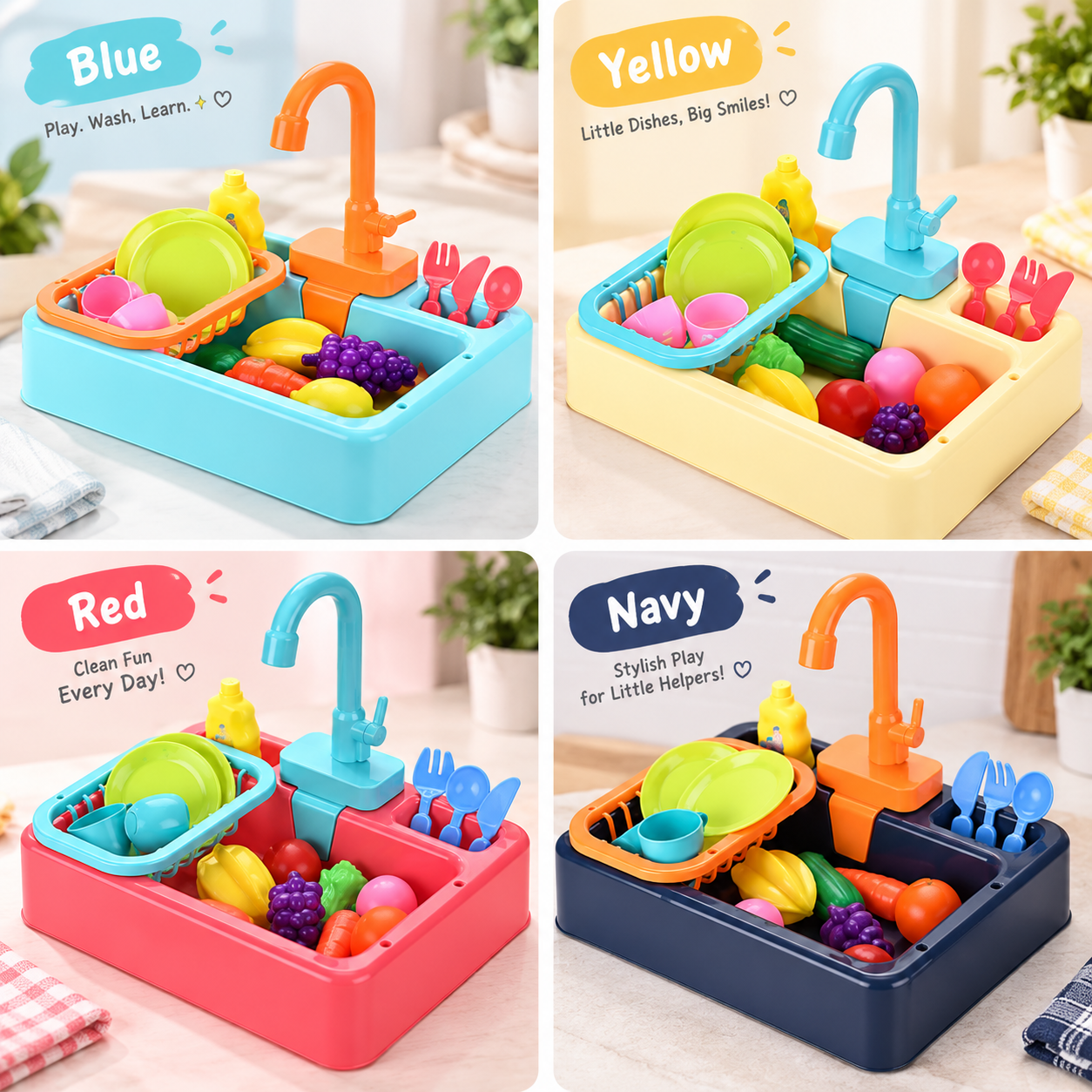 🍽️ Kids Kitchen Sink Toy Set – Realistic Water Play & Dishwashing Fun