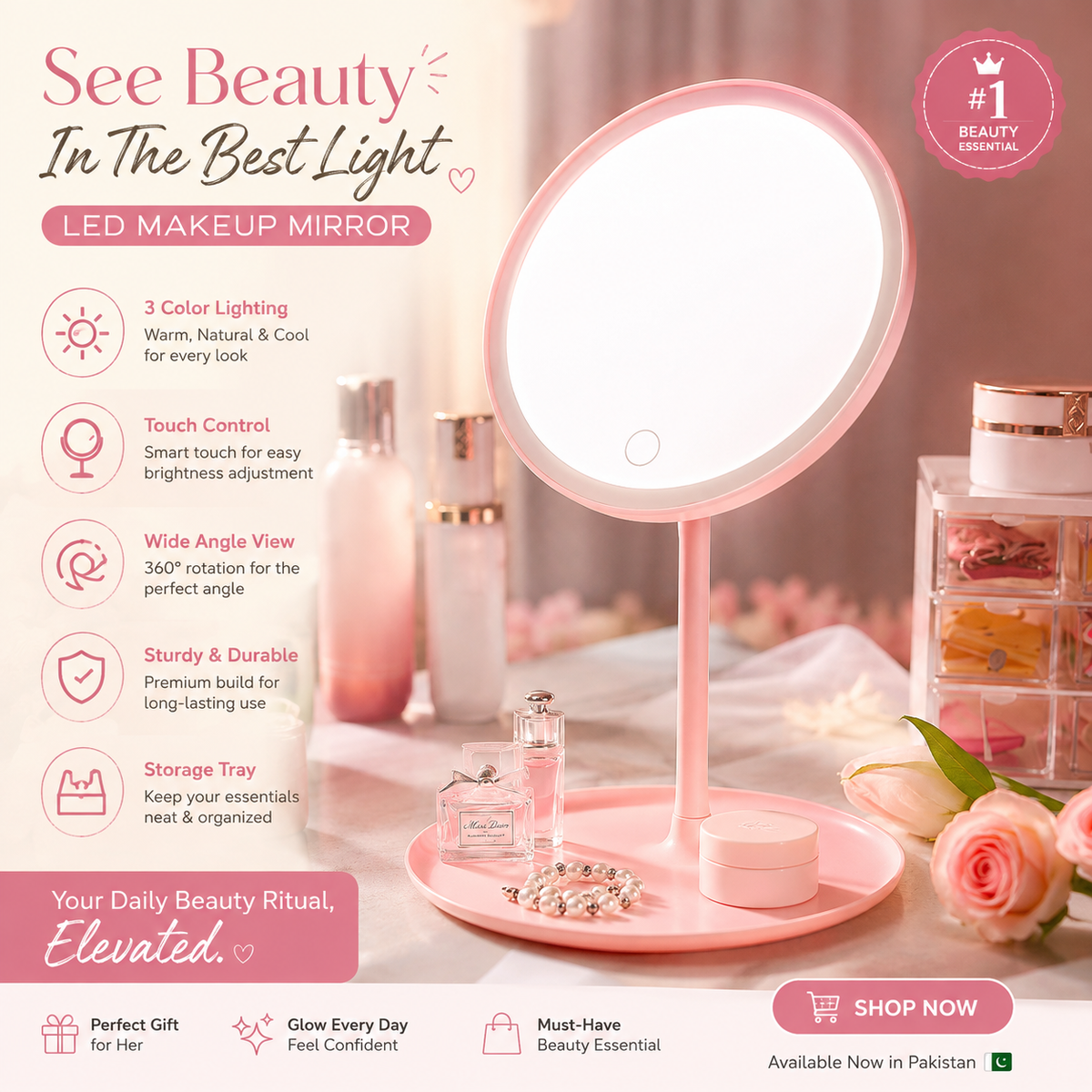 💗 LED Makeup Mirror — See Beauty in the Best Light