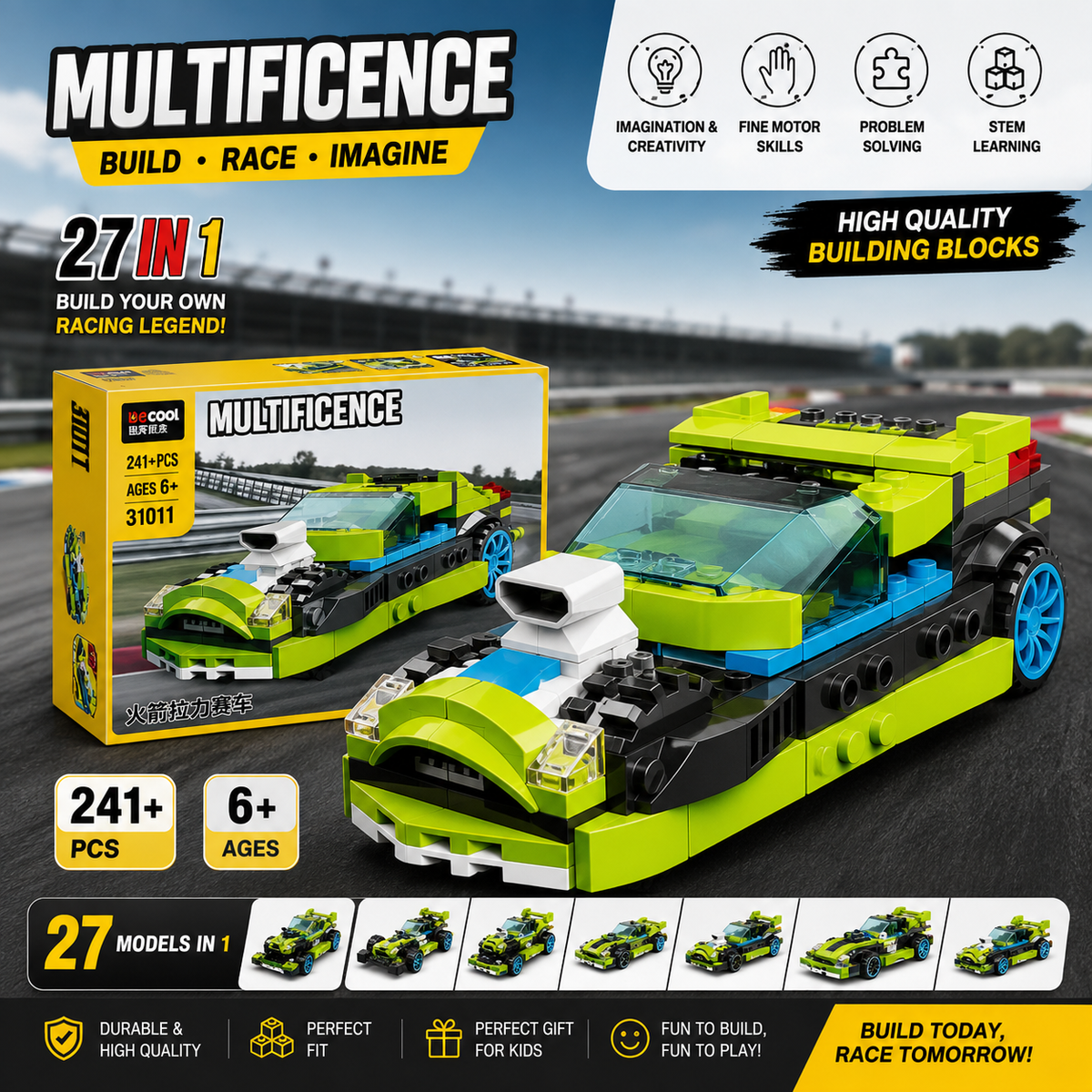 🏎️ Decool 241+ PCS Racing Car Building Blocks