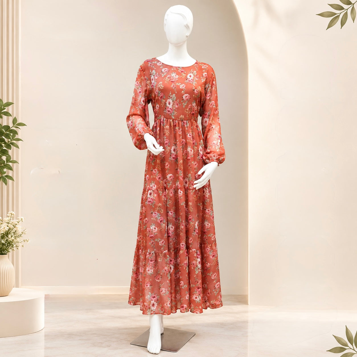 🌸 Elegant Long Dress — 5 Beautiful Designs