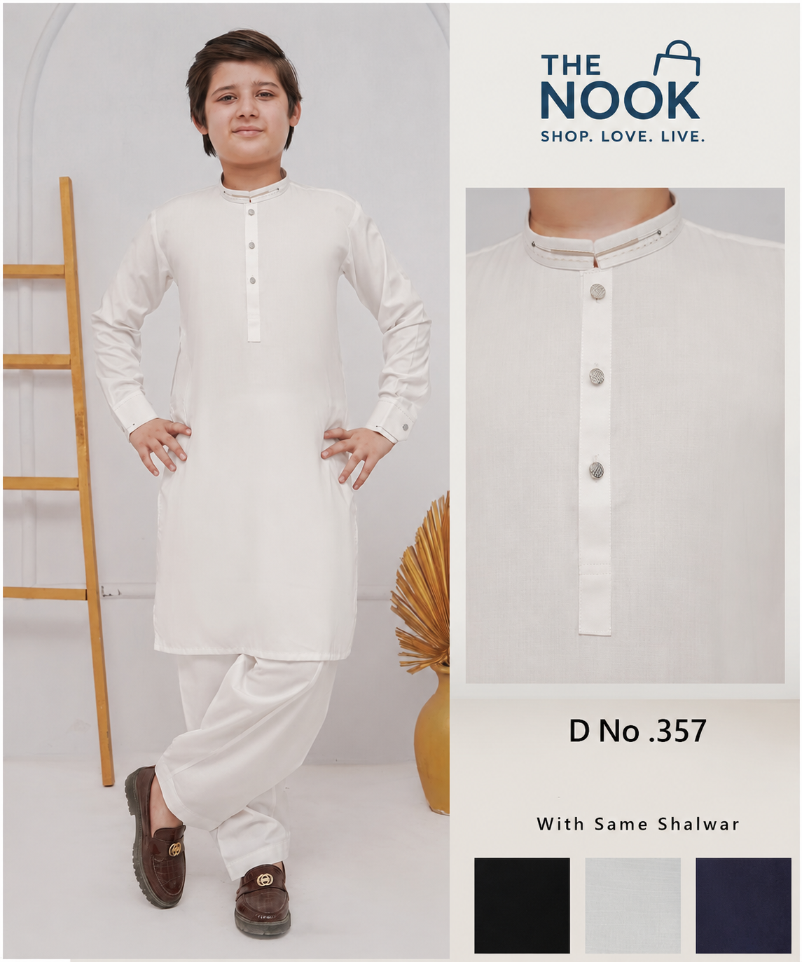 Classic White Shalwar Kameez – D No. 357
