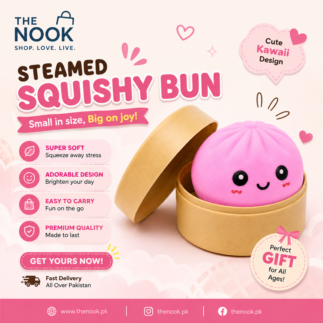 Steamed Bun Squishy Toy – Soft Cute Fun Mystery Bun Toy for Kids