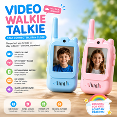 Kids Rechargeable Video Walkie Talkie with HD Camera (2-Piece Set) | Fun Video Calling Toy