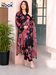 3 Pc Premium Embroidered Swiss Lawn Suit