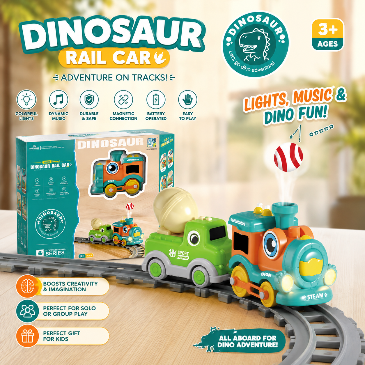 🦕 Dinosaur Rail Car™ – 5-in-1 Adventure Train Set