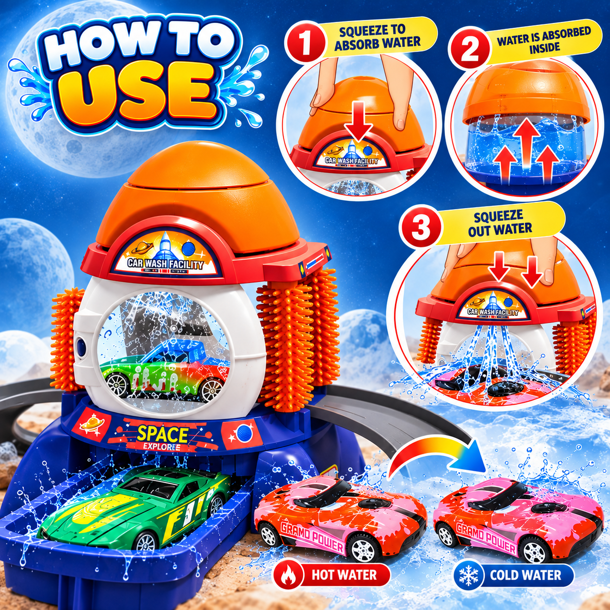 22PCS DIY Color-Changing Car Wash Playset