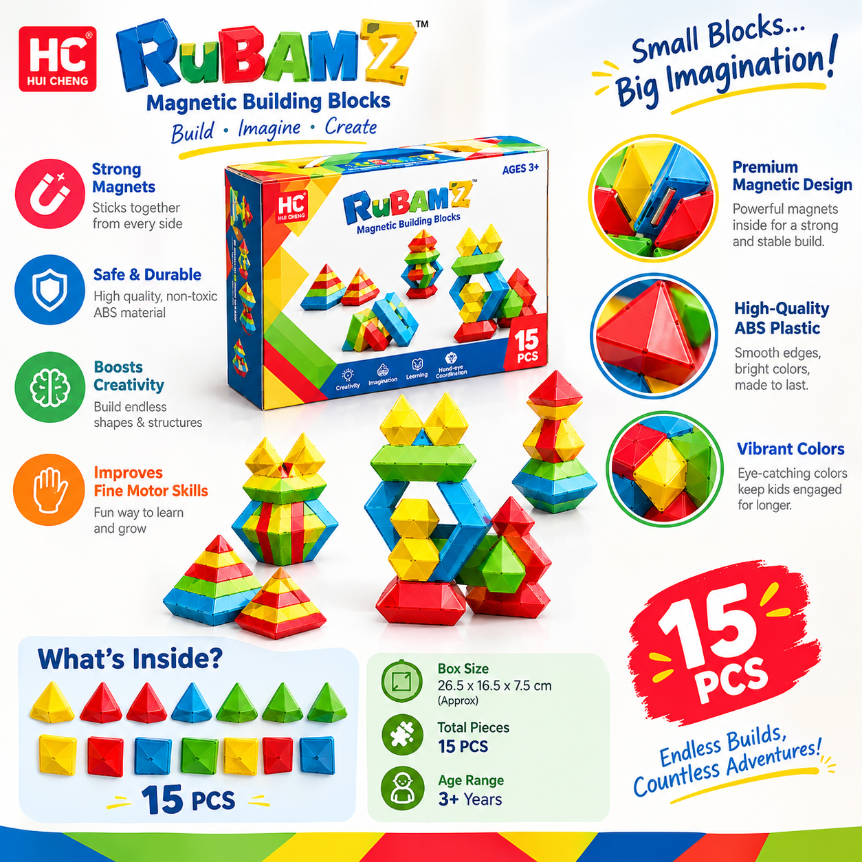 Rubamz Magnetic Building Blocks –  Creative Construction Set for Kids