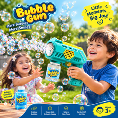 Bubble Gun for Kids – 10-Hole Automatic Bubble Blower with LED Light