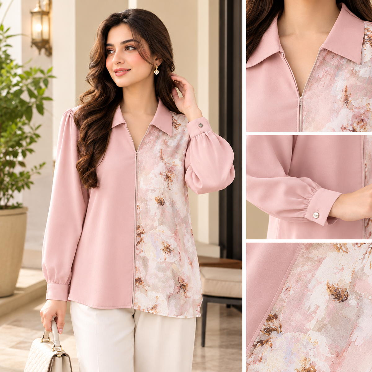 🌸 Premium Korean Fabric Floral Top