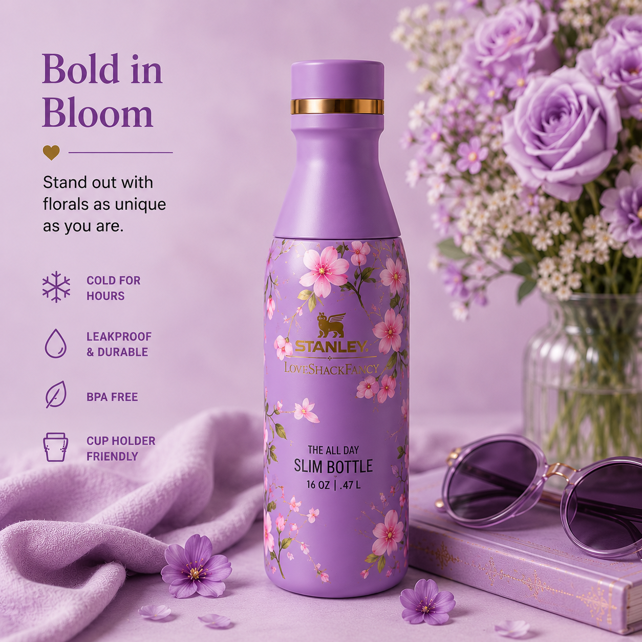 STANLEY x LOVESHACK FANCY ALL DAY SLIM BOTTLE  16 OZ