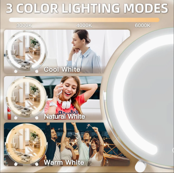 360° LED Touch Vanity Mirror – Flawless Lighting, Every Angle
